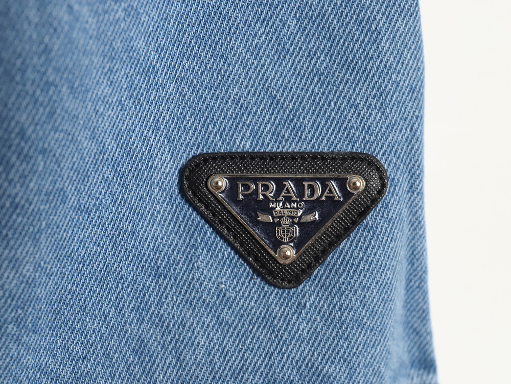 Prada triangle logo denim shorts