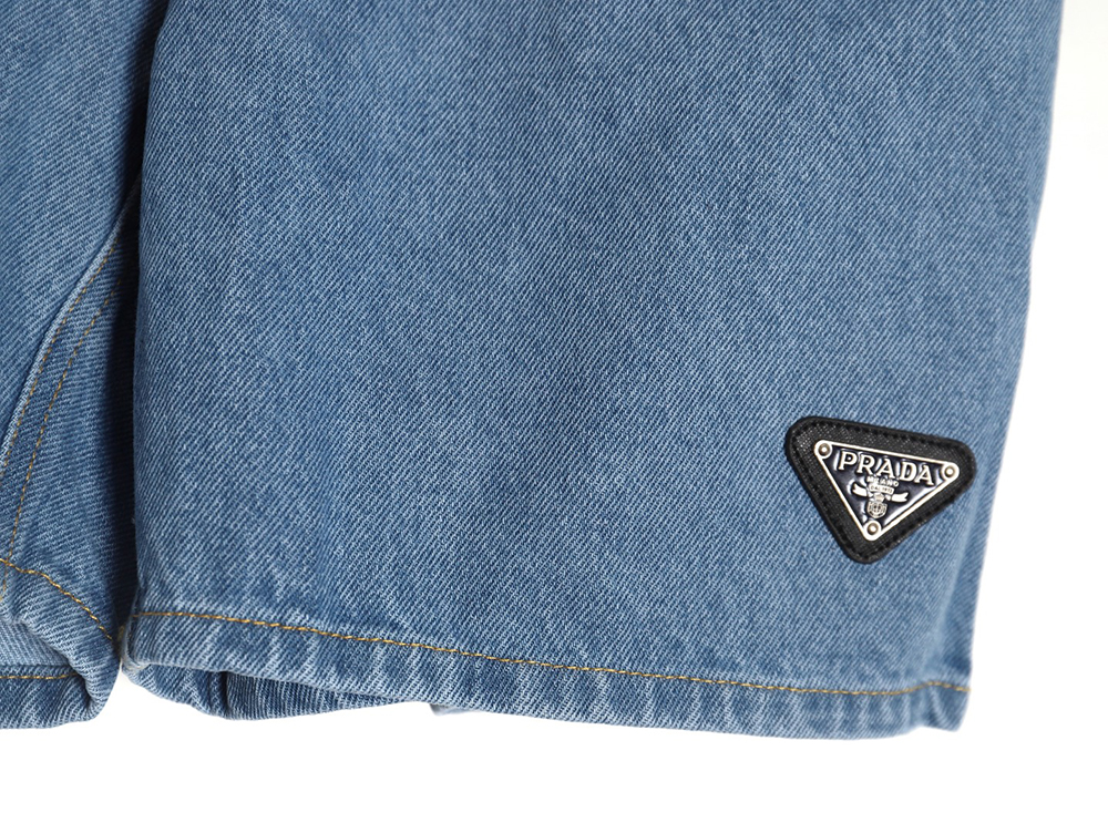 Prada triangle logo denim shorts