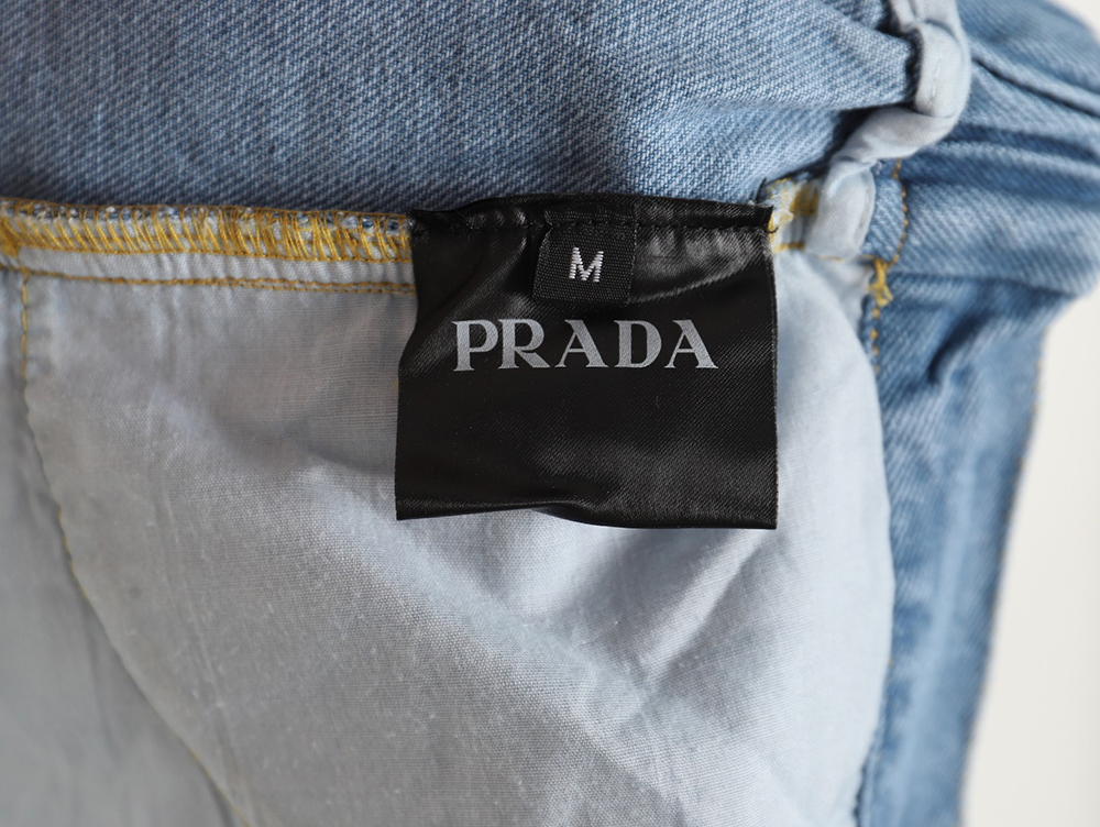 Prada triangle logo denim shorts