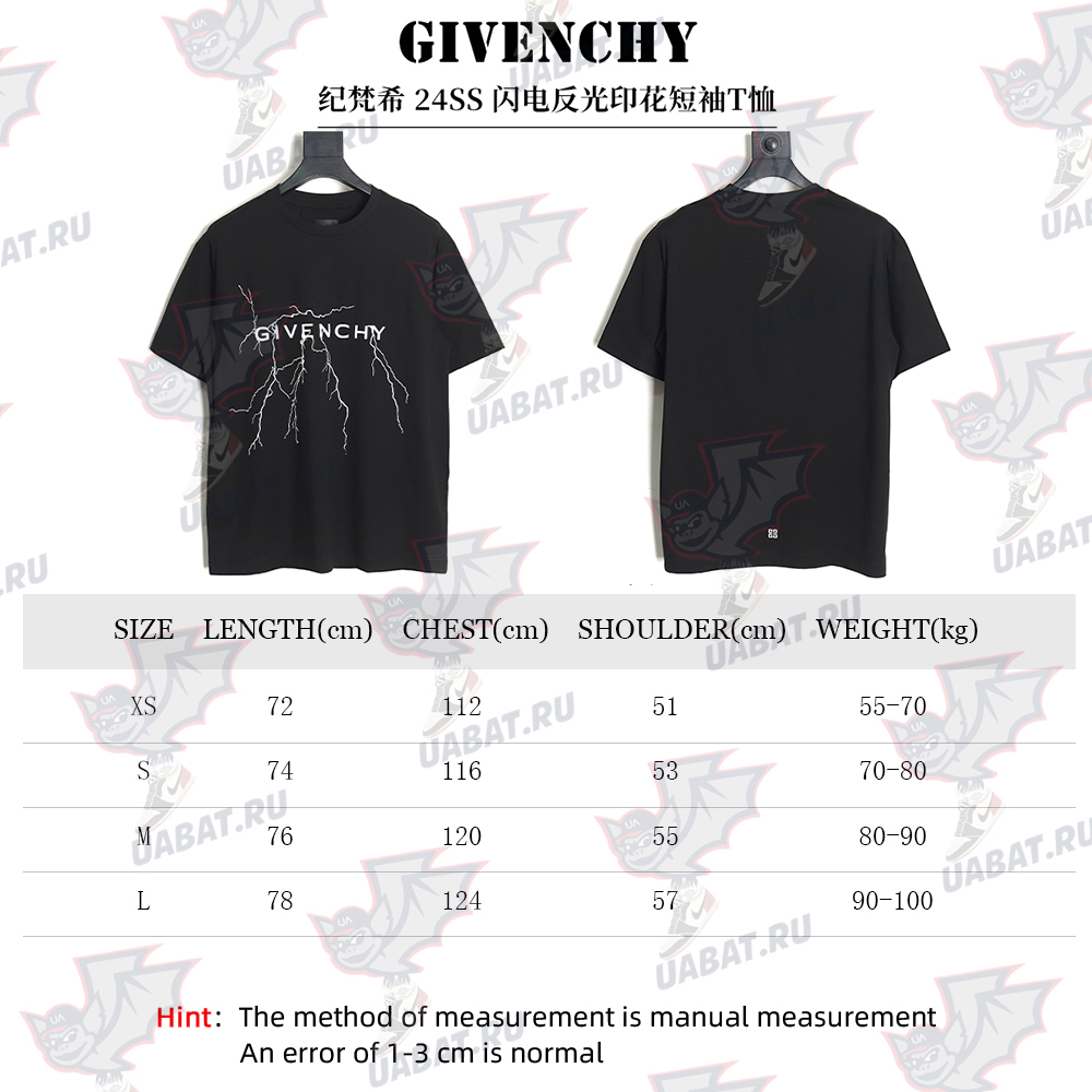 Givenchy 24SS lightning reflective print short-sleeved T-shirt TSK2