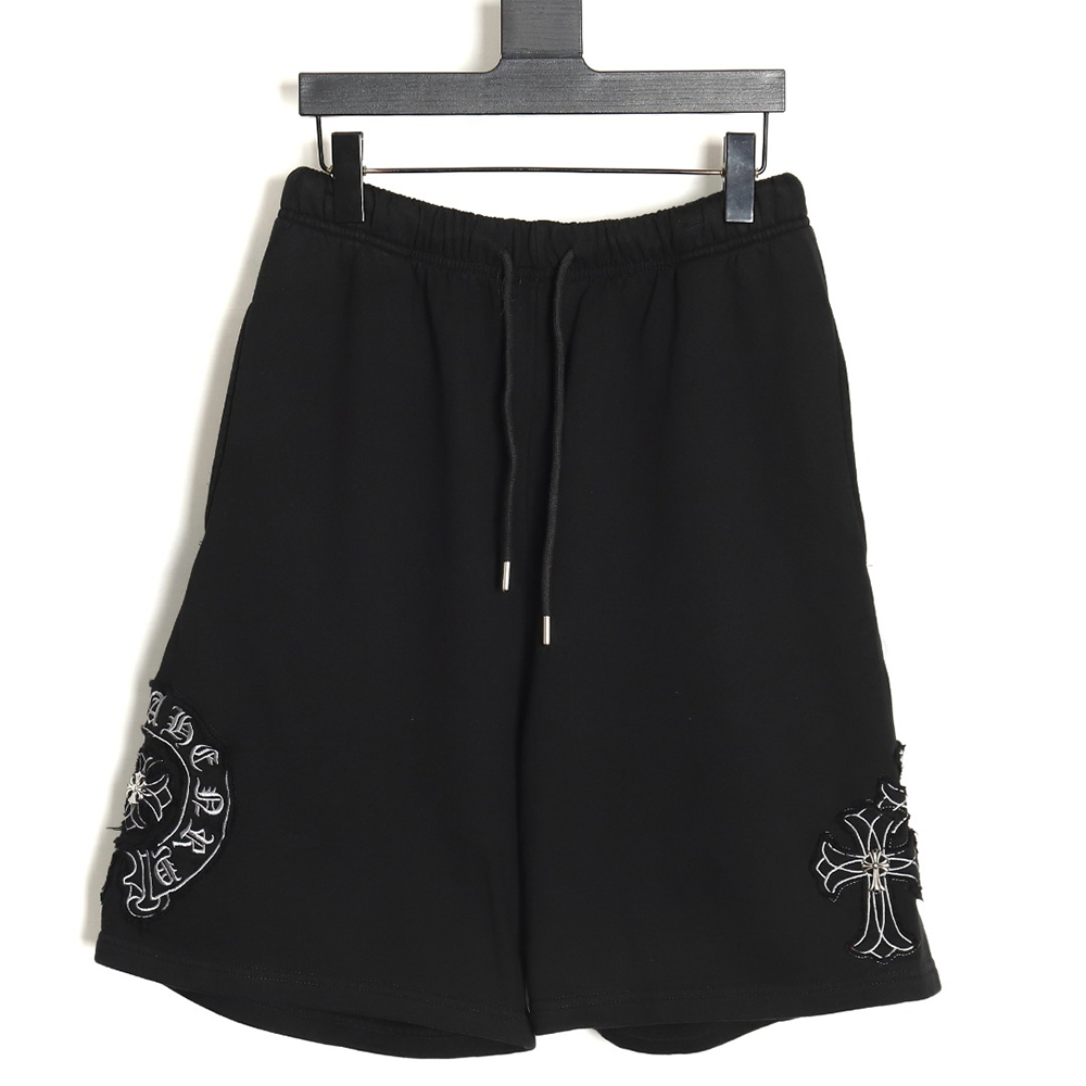 Chrome hearts distressed patch horseshoe cross shorts TSK1