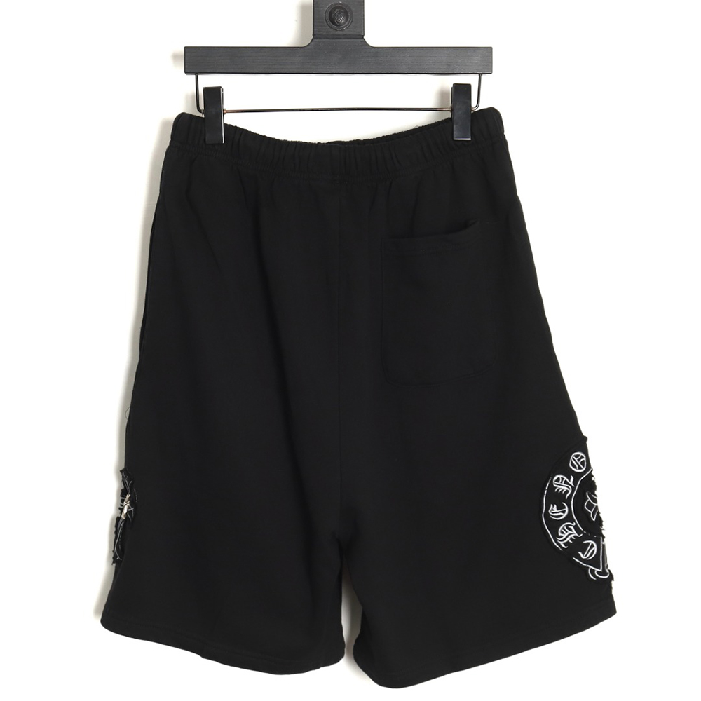 Chrome hearts distressed patch horseshoe cross shorts TSK1