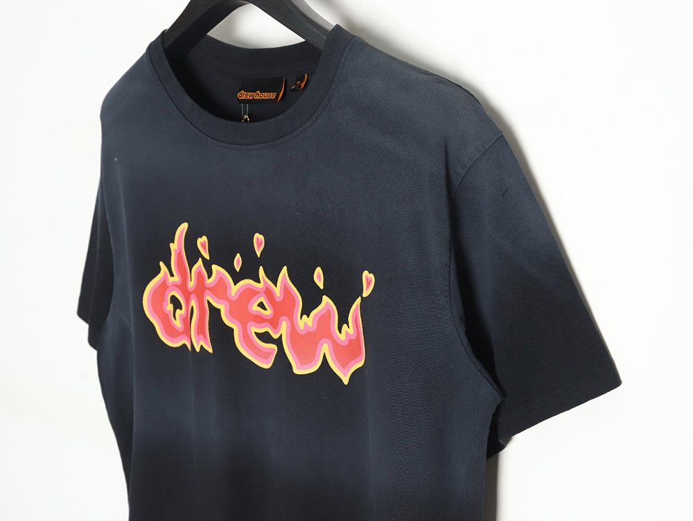 Drew House 23SS flame letter washed short-sleeved T-shirt