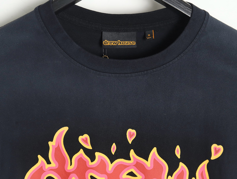 Drew House 23SS flame letter washed short-sleeved T-shirt