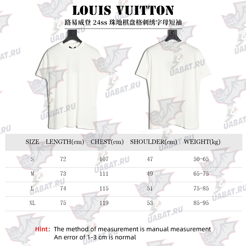 Louis Vuitton 24ss checkerboard embroidered lettering short sleeves