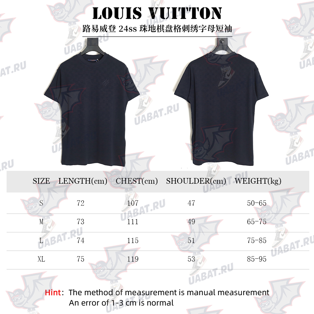 Louis Vuitton 24ss checkerboard embroidered lettering short sleeves TSK1