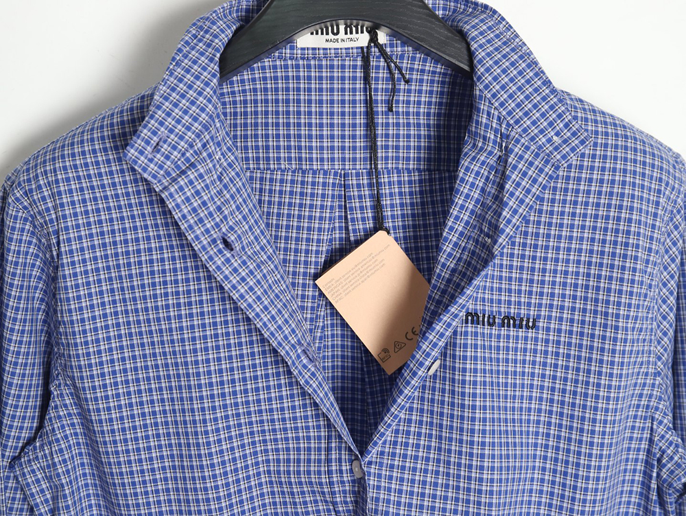 Miu Miu 24SS blue plaid shirt