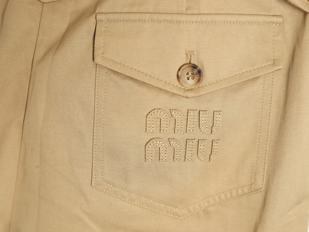 Miu Miu Bermuda Khaki Cargo Shorts