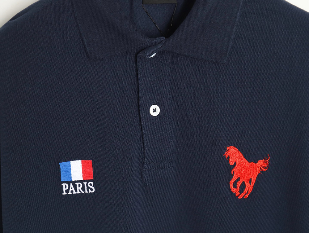Balenciaga 24ss horse embroidered silhouette Polo short sleeve