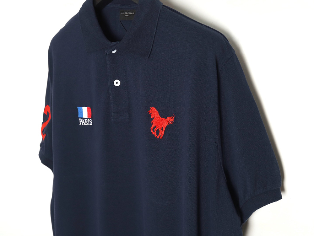 Balenciaga 24ss horse embroidered silhouette Polo short sleeve
