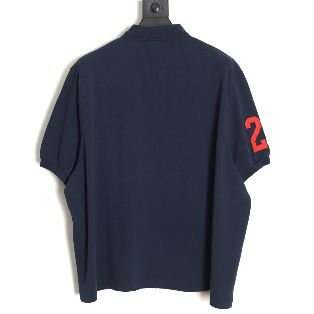 Balenciaga 24ss horse embroidered silhouette Polo short sleeve