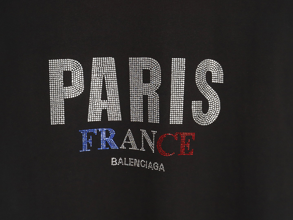 Balenciaga 24ss Paris series rhinestone letter short sleeves