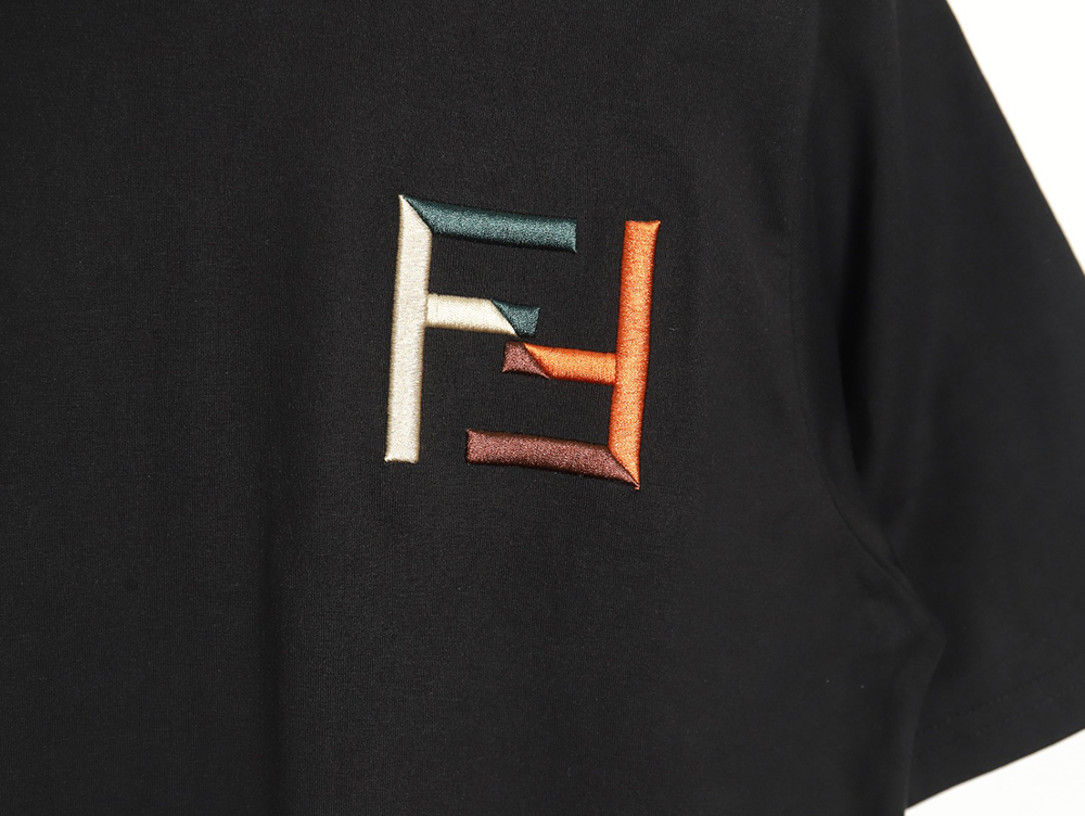 Fendi small logo color matching embroidered short sleeves