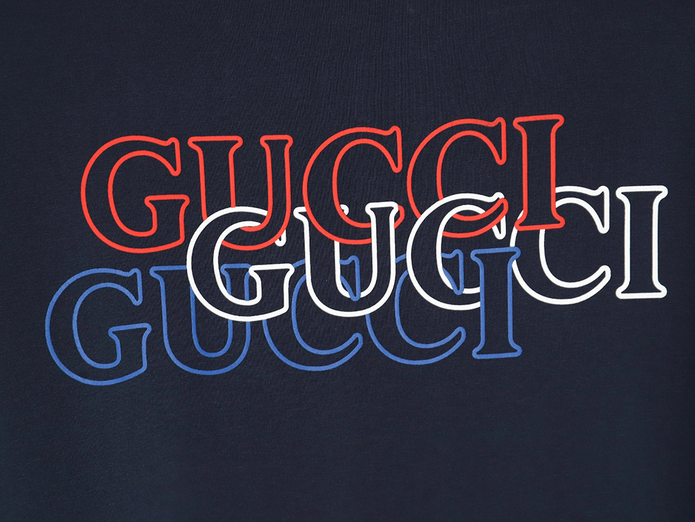 Gucci Red, White and Blue G Print Round Neck Short Sleeve T-shirt