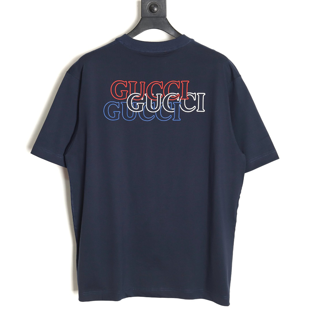 Gucci Red, White and Blue G Print Round Neck Short Sleeve T-shirt