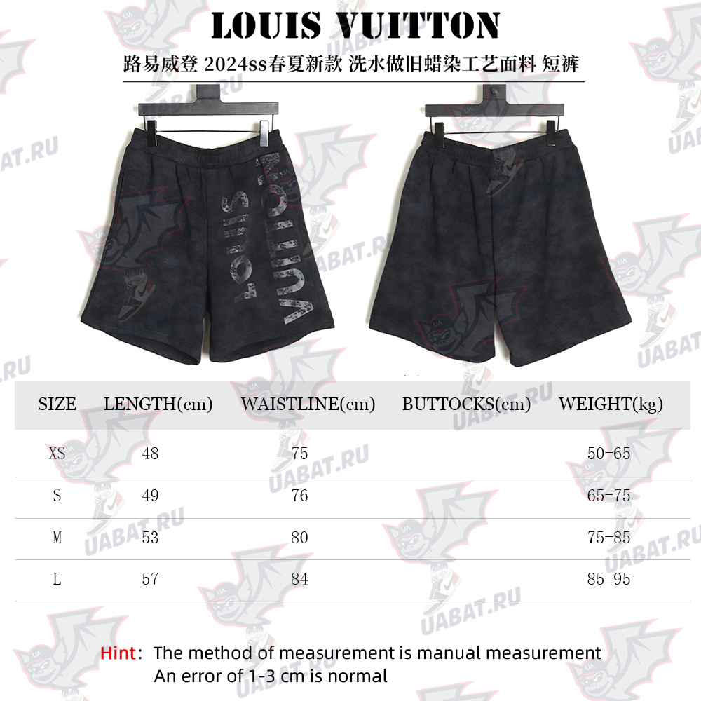 Louis Vuitton 24ss washed and distressed batik fabric shorts TSK1