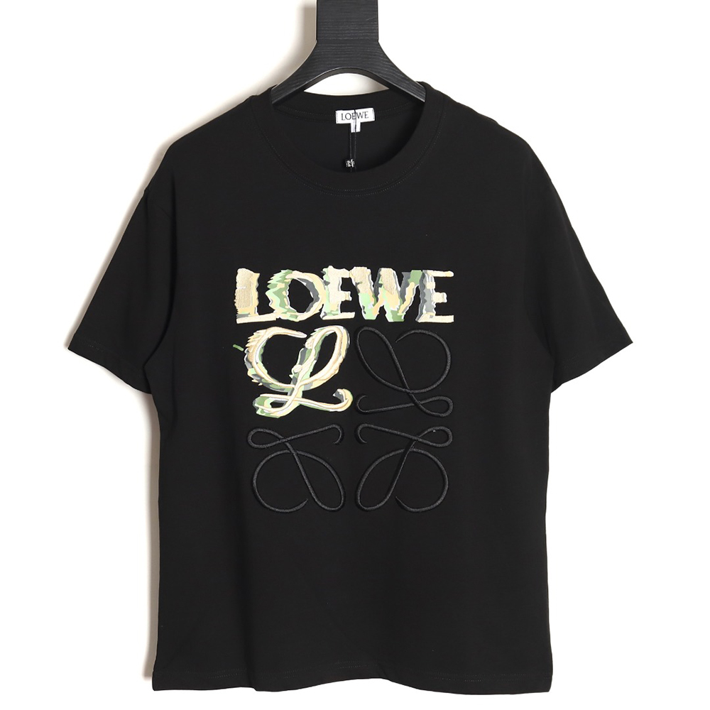 Loewe Anagram Half Hand-Painted Embroidered Short Sleeve T-Shirt TSK1