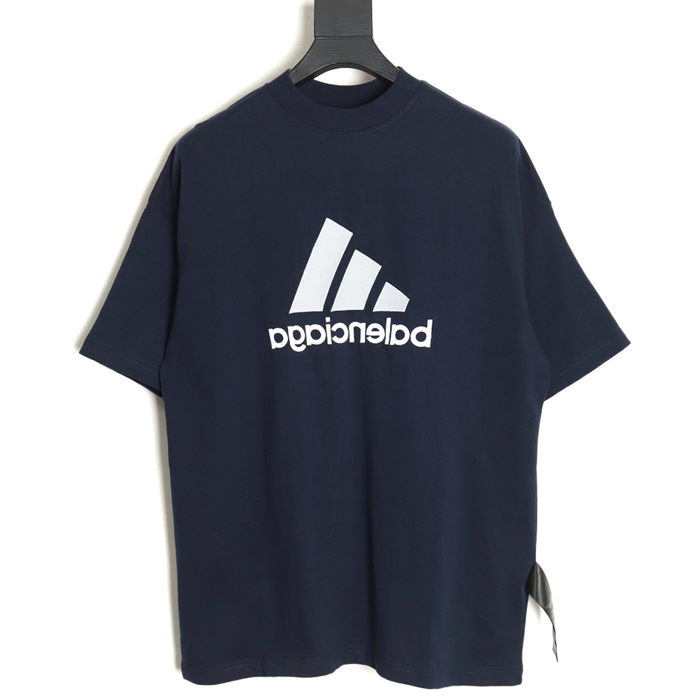 Balenciaga x Adidas reversible logo embroidered short-sleeved T-shirt