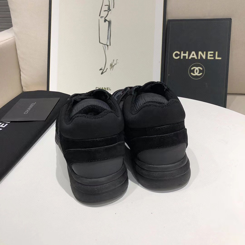 Chanel Low Top Trainer CC Triple Black Suede