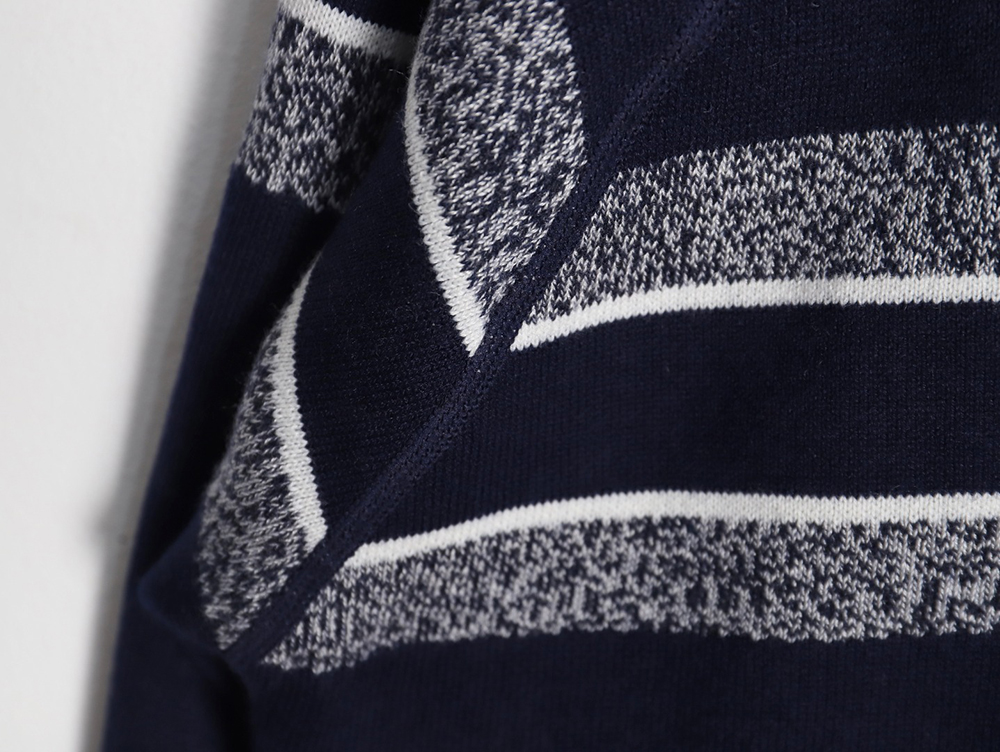 Dior 23Fw Oblique jacquard cashmere reversible crew neck sweater