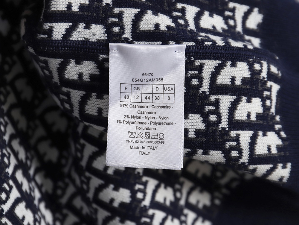 Dior 23Fw Oblique jacquard cashmere reversible crew neck sweater