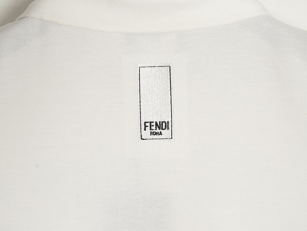 Fendi Square Logo Embroidered Label Short Sleeve Polo Shirt