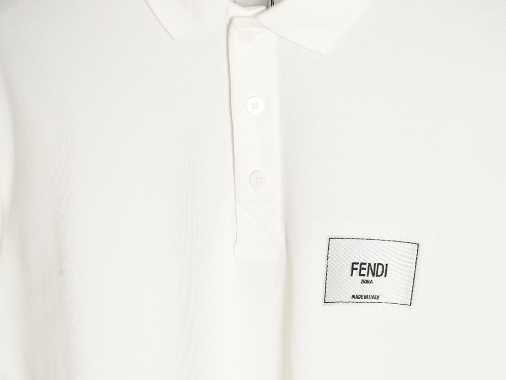 Fendi Square Logo Embroidered Label Short Sleeve Polo Shirt