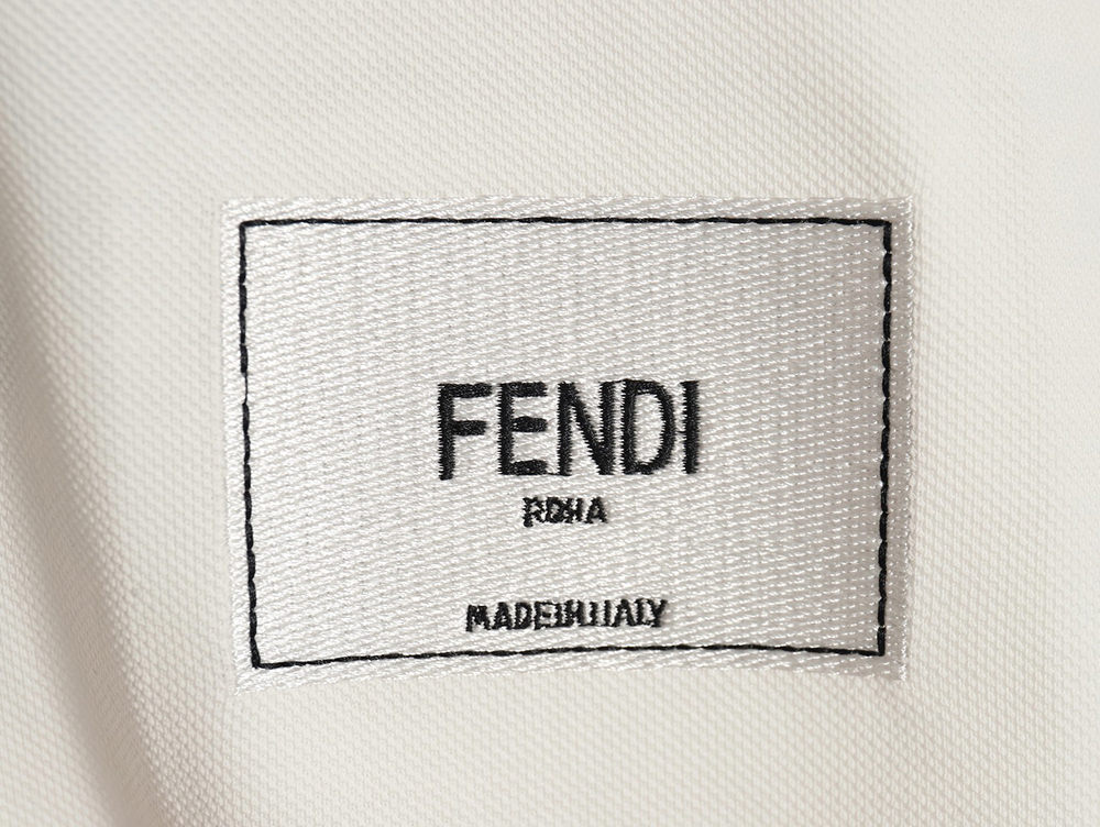 Fendi Square Logo Embroidered Label Short Sleeve Polo Shirt