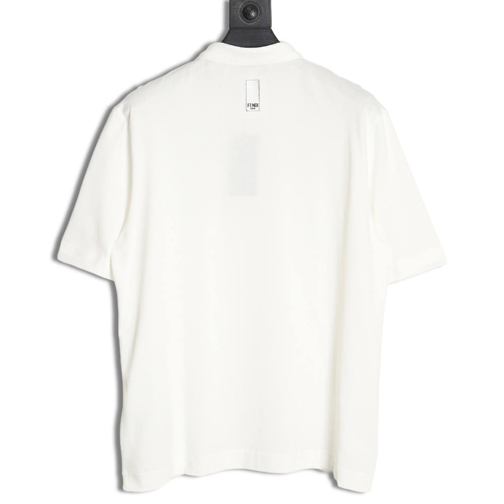 Fendi Square Logo Embroidered Label Short Sleeve Polo Shirt