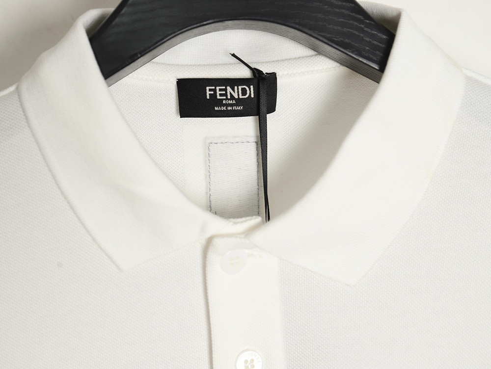 Fendi Square Logo Embroidered Label Short Sleeve Polo Shirt