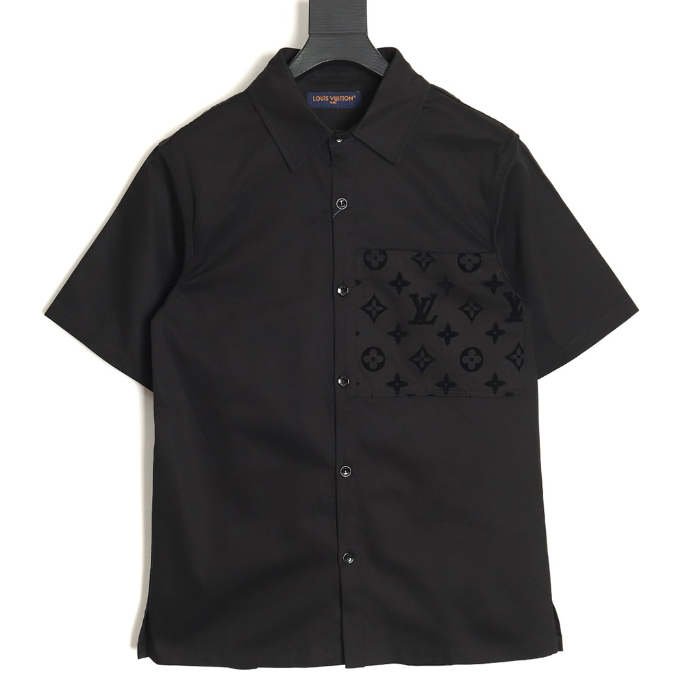 Louis Vuitton Preco drofw old flower flocking stitching short-sleeved shirt