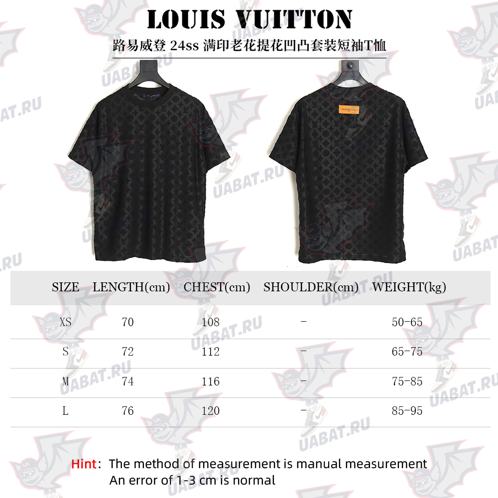 Louis vuitton 24ss full print monogram embossed T-shirt TSK1