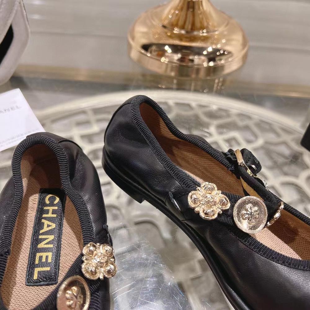 Chanel Mary Janes Lambskin Black