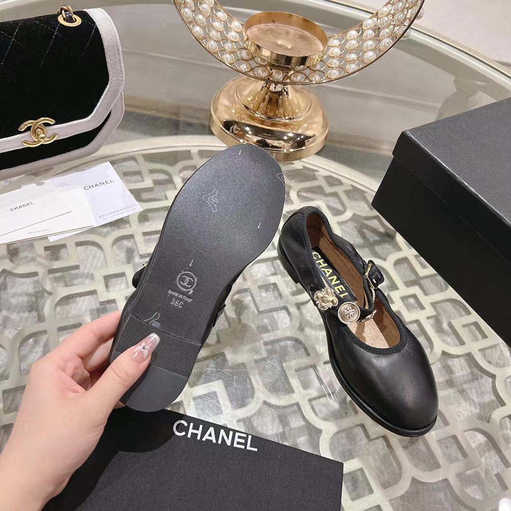 Chanel Mary Janes Lambskin Black