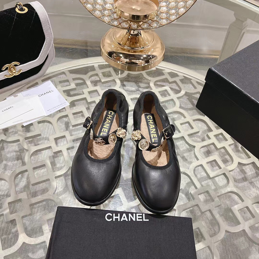 Chanel Mary Janes Lambskin Black