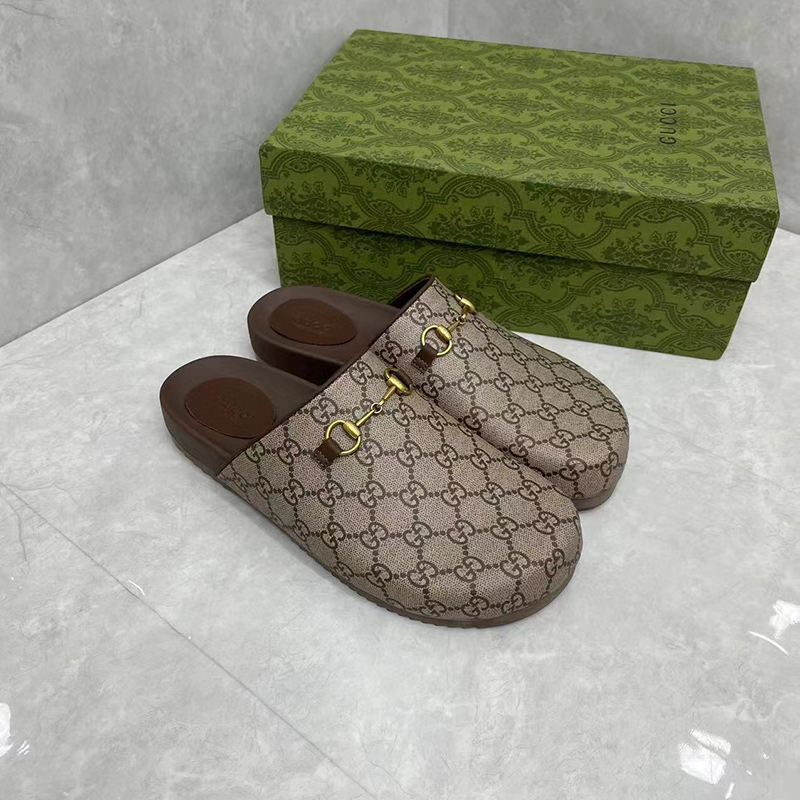Gucci GG Supreme Horsebit Slippers