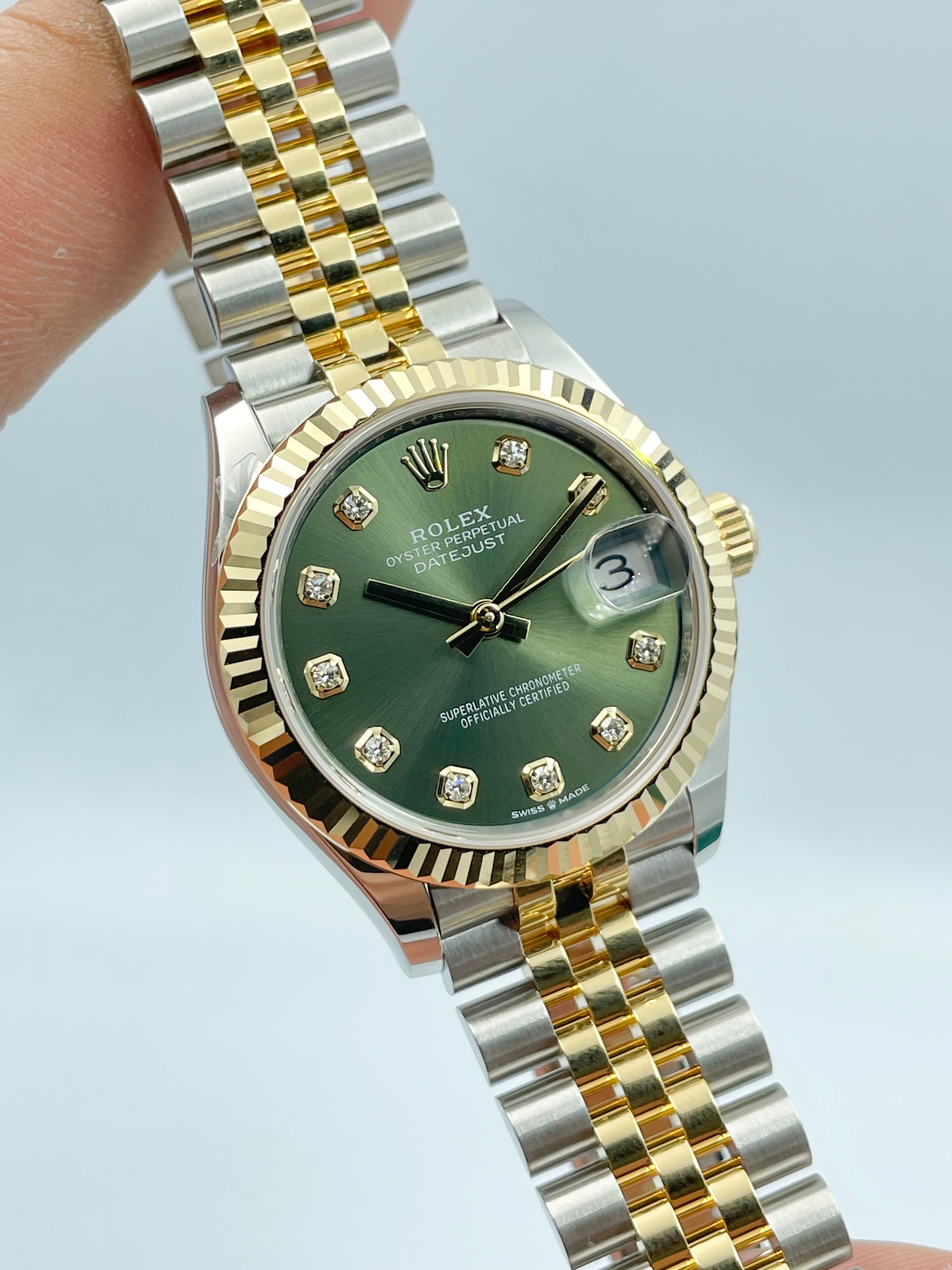 Datejust 31mm Green 10 Diamond Steel Rolesor Jubilee 278273