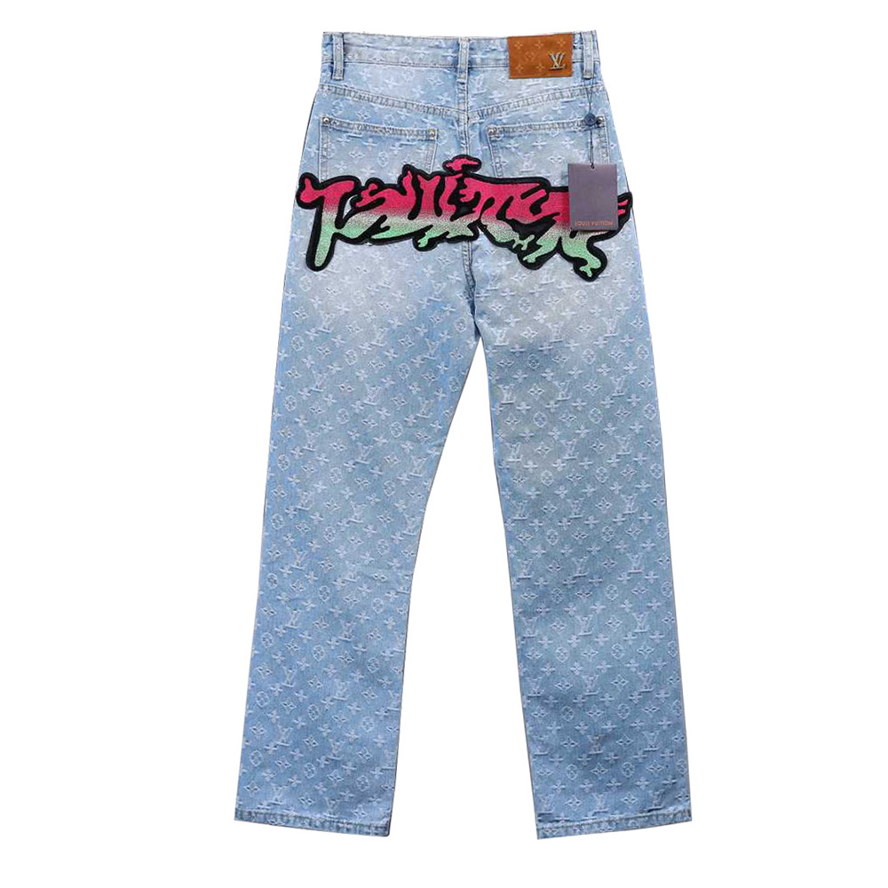 Louis Vuitton Graffiti Gradient Embroidered Jeans