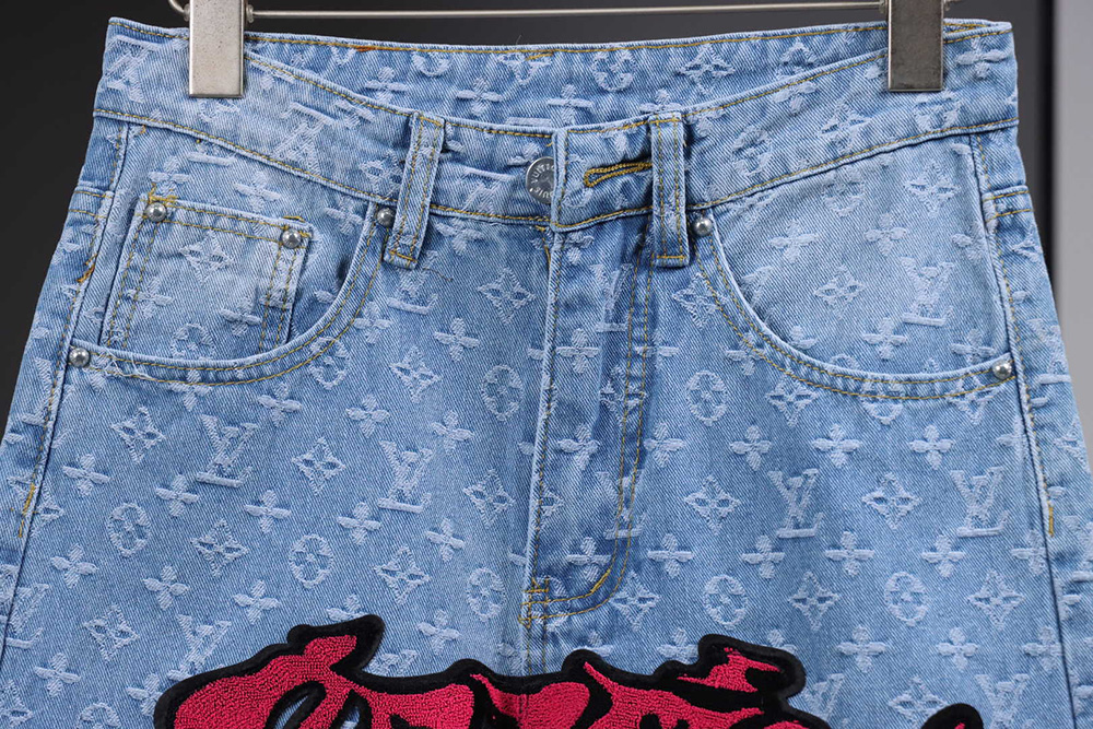 Louis Vuitton Graffiti Gradient Embroidered Jeans