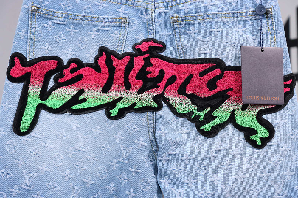 Louis Vuitton Graffiti Gradient Embroidered Jeans