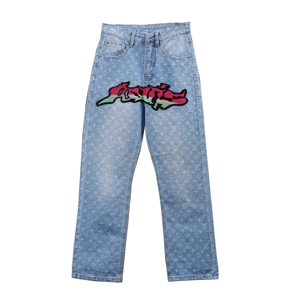 Louis Vuitton Graffiti Gradient Embroidered Jeans