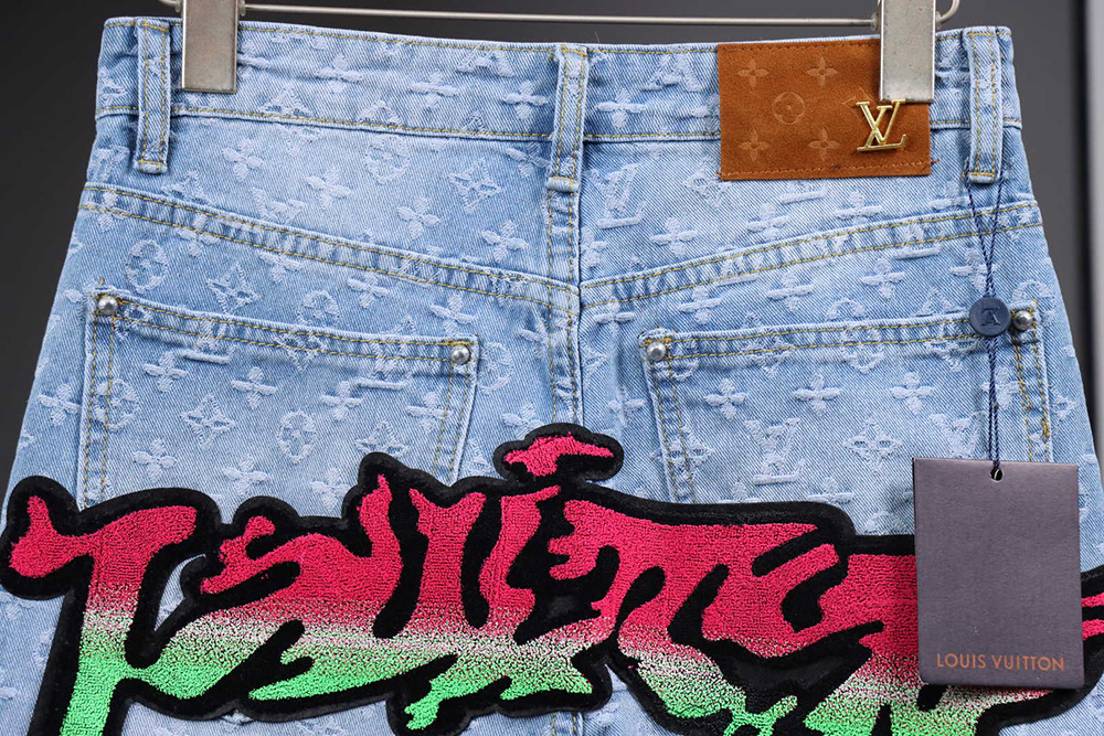 Louis Vuitton Graffiti Gradient Embroidered Jeans