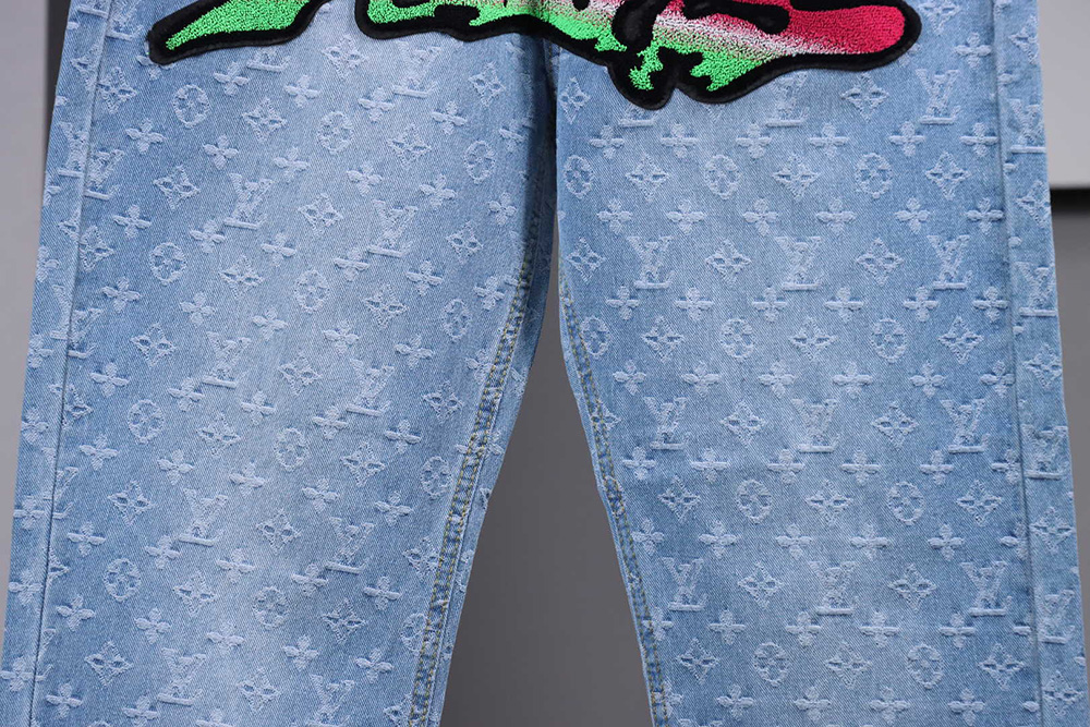 Louis Vuitton Graffiti Gradient Embroidered Jeans