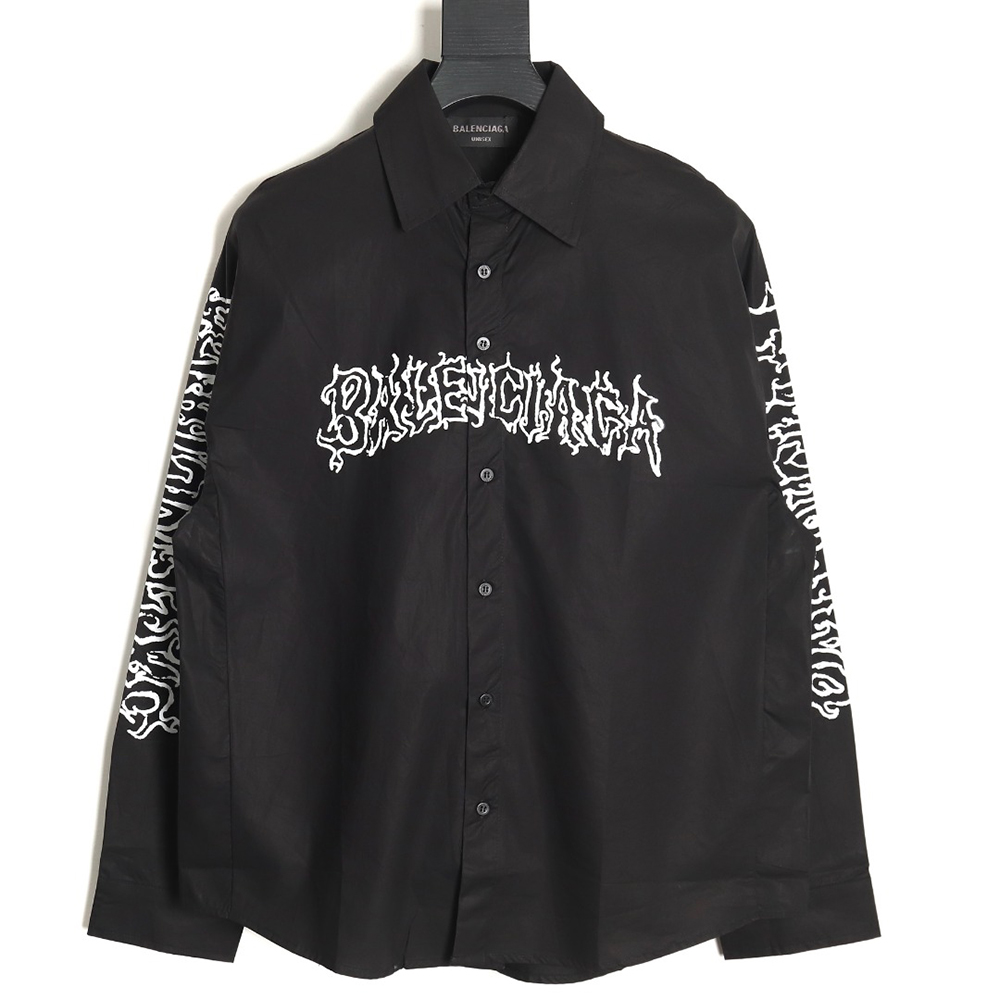 Balenciaga 24FW hollow flame totem print long-sleeved shirt