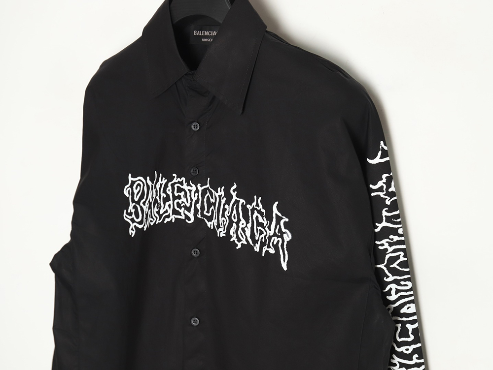 Balenciaga 24FW hollow flame totem print long-sleeved shirt