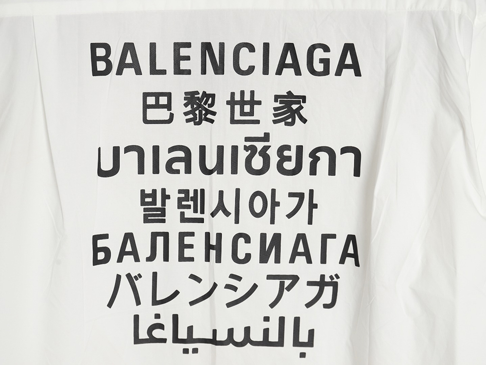 Balenciaga 24FW seven languages print long-sleeved shirt