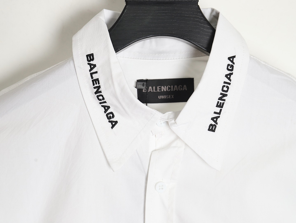 Balenciaga 24FW collar letter embroidered long-sleeved shirt