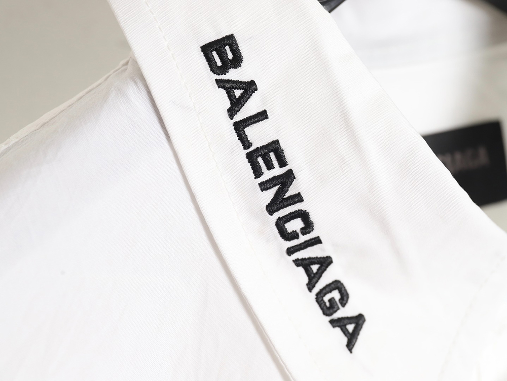 Balenciaga 24FW collar letter embroidered long-sleeved shirt