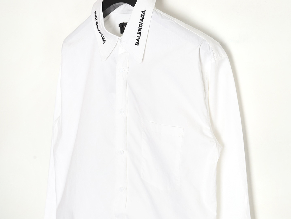 Balenciaga 24FW collar letter embroidered long-sleeved shirt