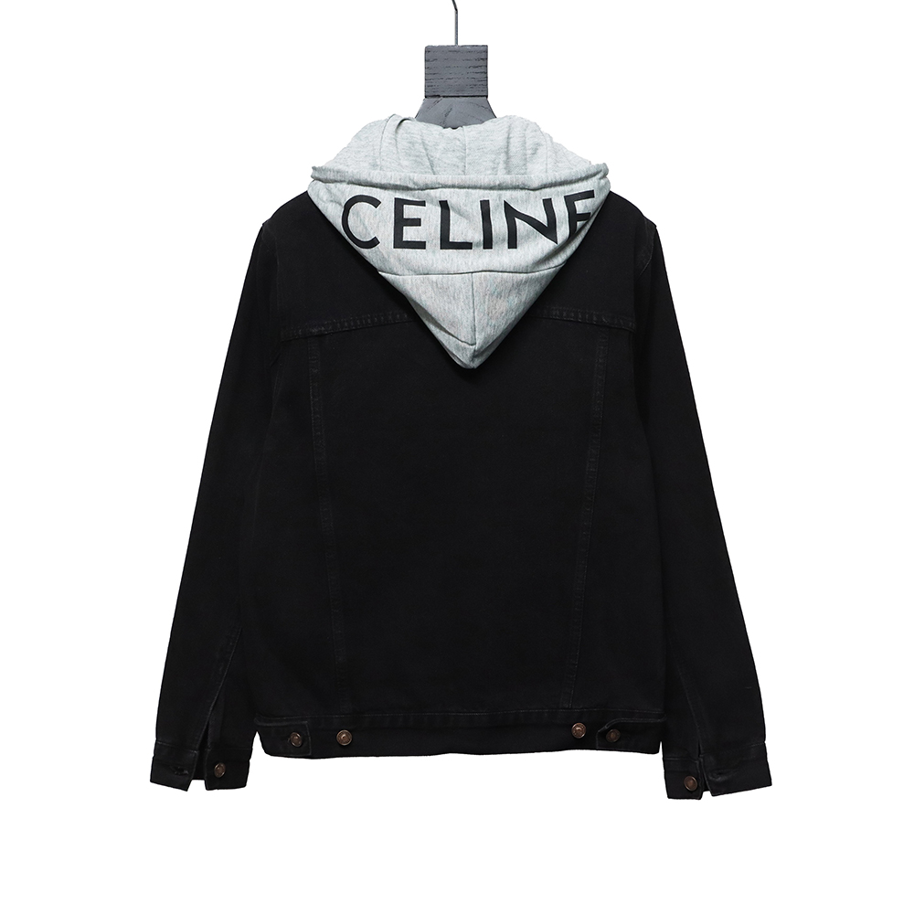 Celine fake two piece hooded denim jacket